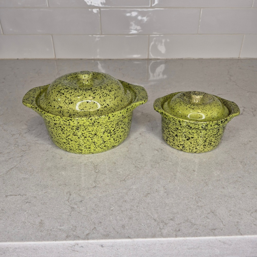 Cerutil Casserole Dish Speckled Stoneware Set Of 2 Green